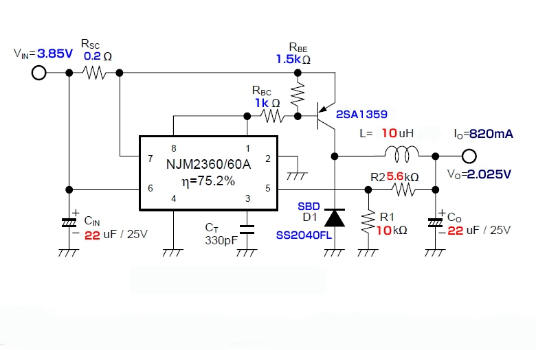 NJM2360AD：降圧回路図／2SA1359