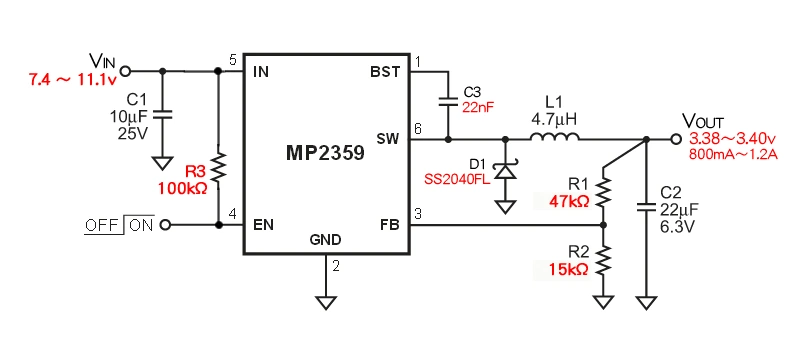 MP2359 3.3V回路図