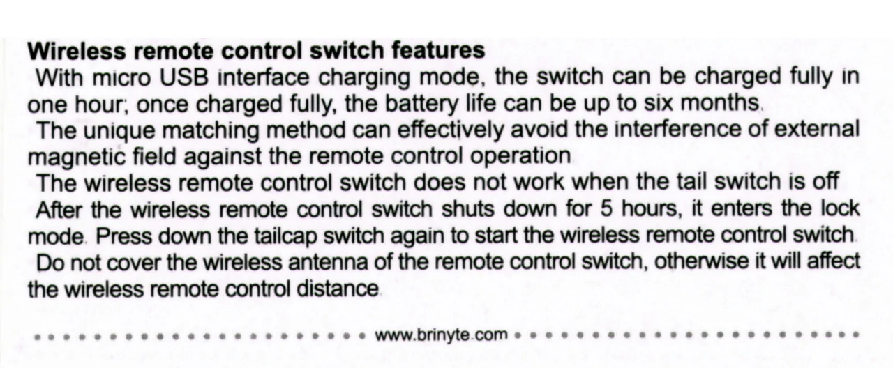 BRINYTE T18 Artemis / Wireless remote switch