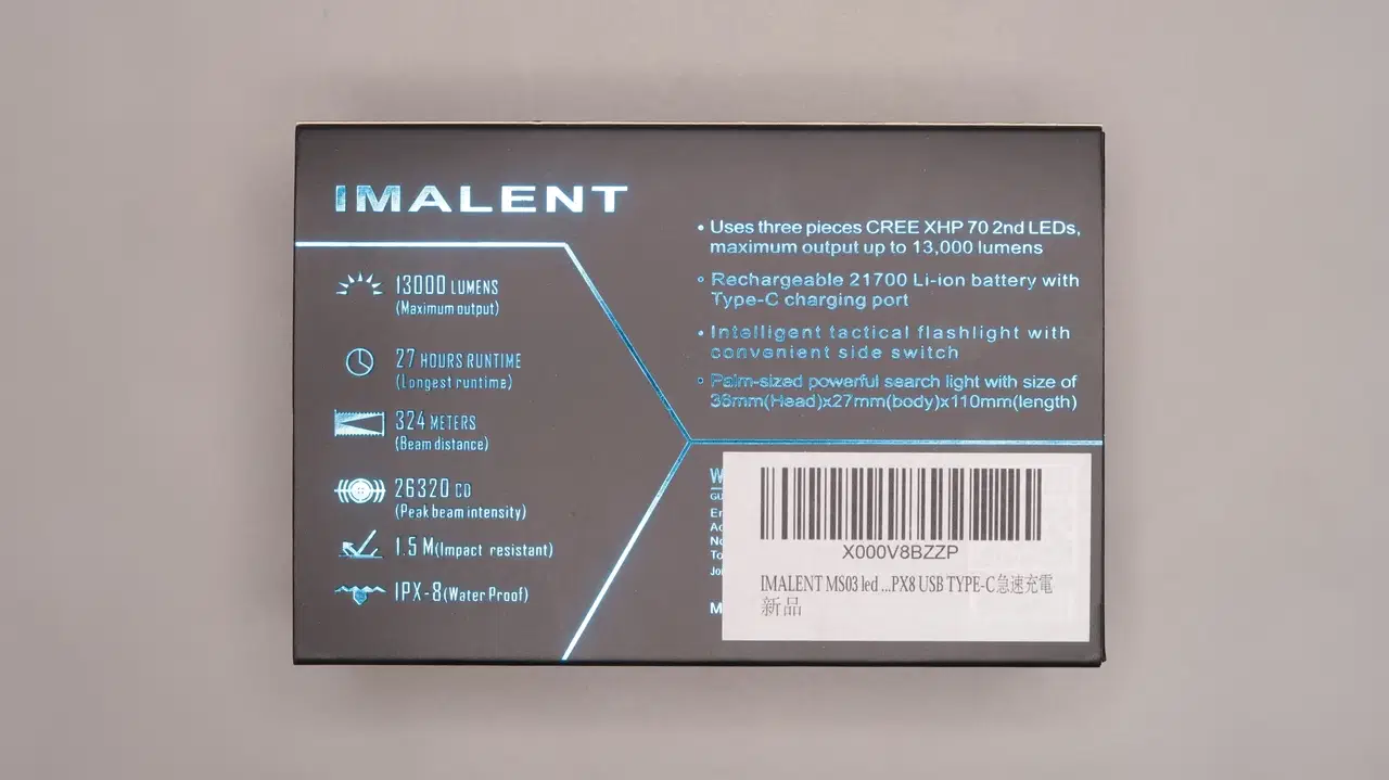 IMALENT MS03 / package back