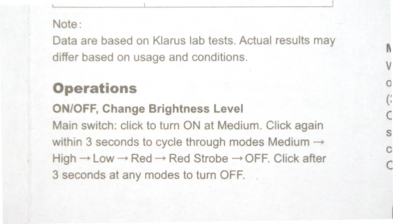 KLARUS HC3 / switch