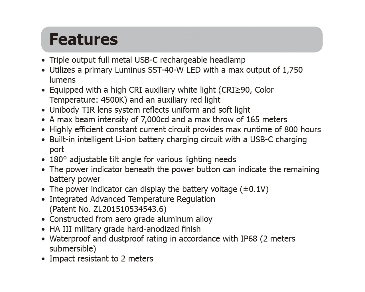 NITECORE HC65 V2 / features
