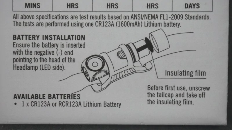 OLIGHT H1 NOVA / battery