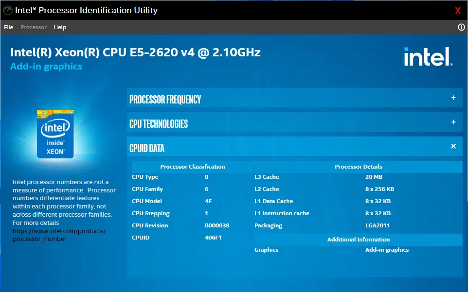DELL PRECISION TOWER 5810 / Intel Processor Identification Utility (3)